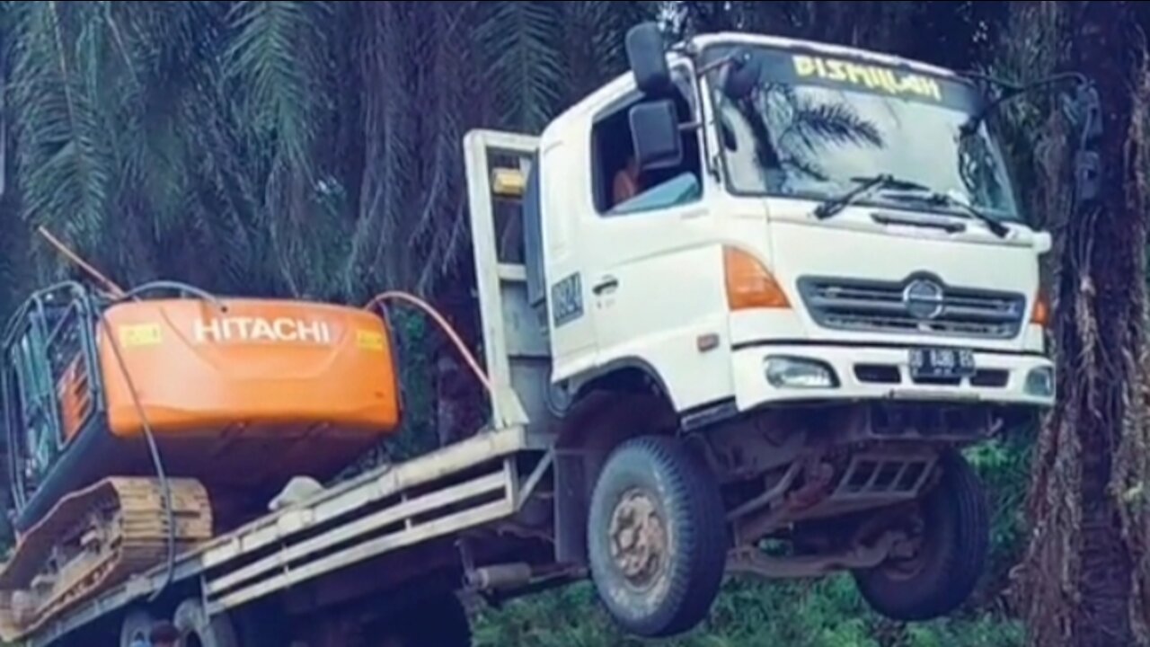 the truck swerved almost hit the bridge