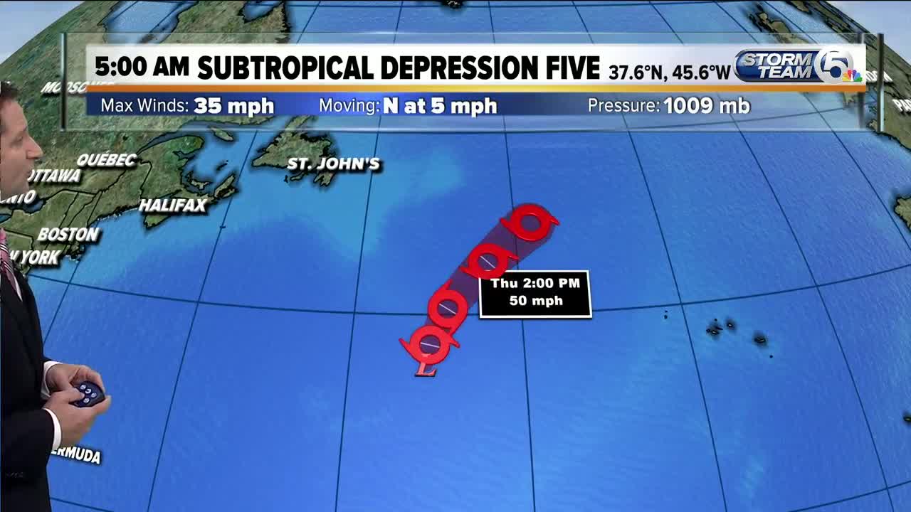 Subtropical Depression No. 5 forms in northern Atlantic Ocean