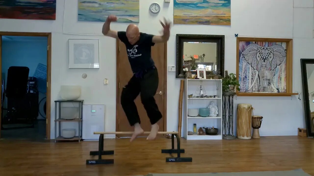 Rolle~Stick Mid-Level Balance training. DO not do without proper experience, & knowledge!