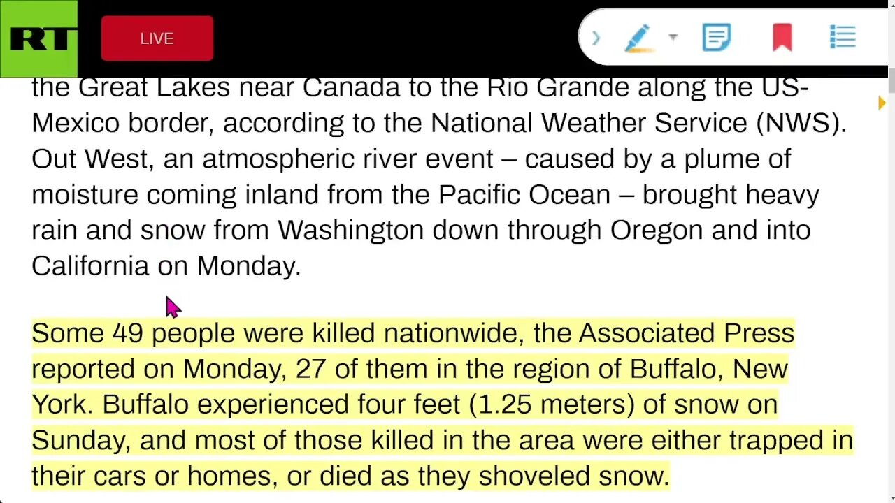 🟨美國風暴死亡人數上升 -至少有 49 人死於“千載難逢”的冬季氣旋