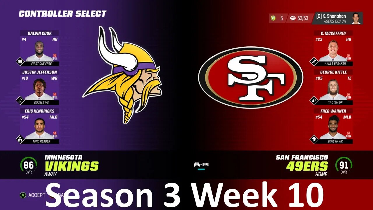Madden Nfl 23 Vikings Vs 49ers Simulation Franchise S3 W10