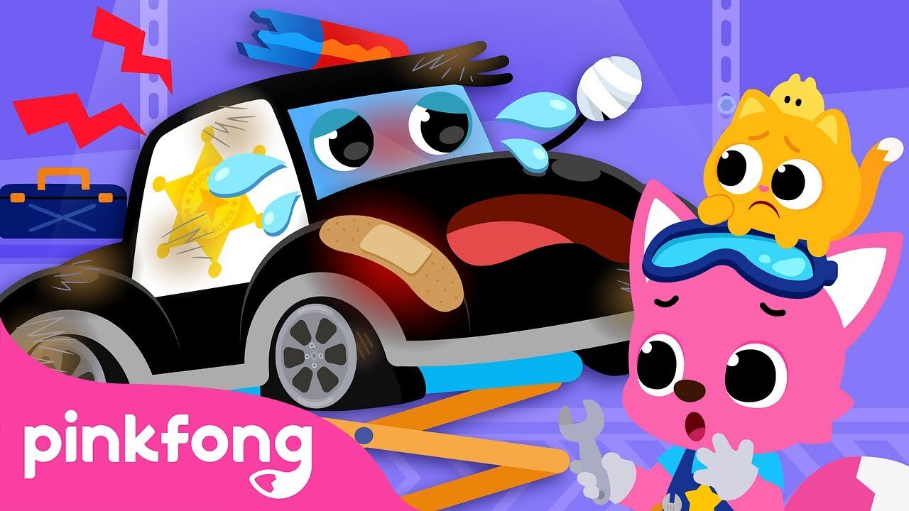 Where are you hurting? | Police Car Wheel is Broken! | Pinkfong Car Hospital | Pinkfong Car Story