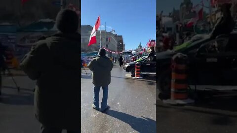 Warming up at the truckers freedom rally.