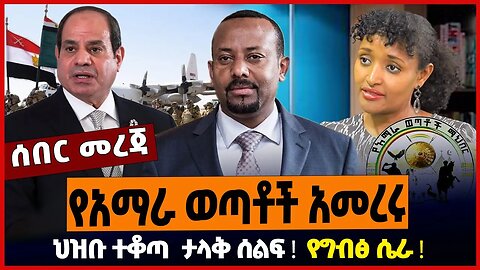 የአማራ ወጣቶች አመረሩ ❗️ ህዝቡ ተቆጣ ታላቅ ሰልፍ ❗️ የግብፅ ሴራ ❗️