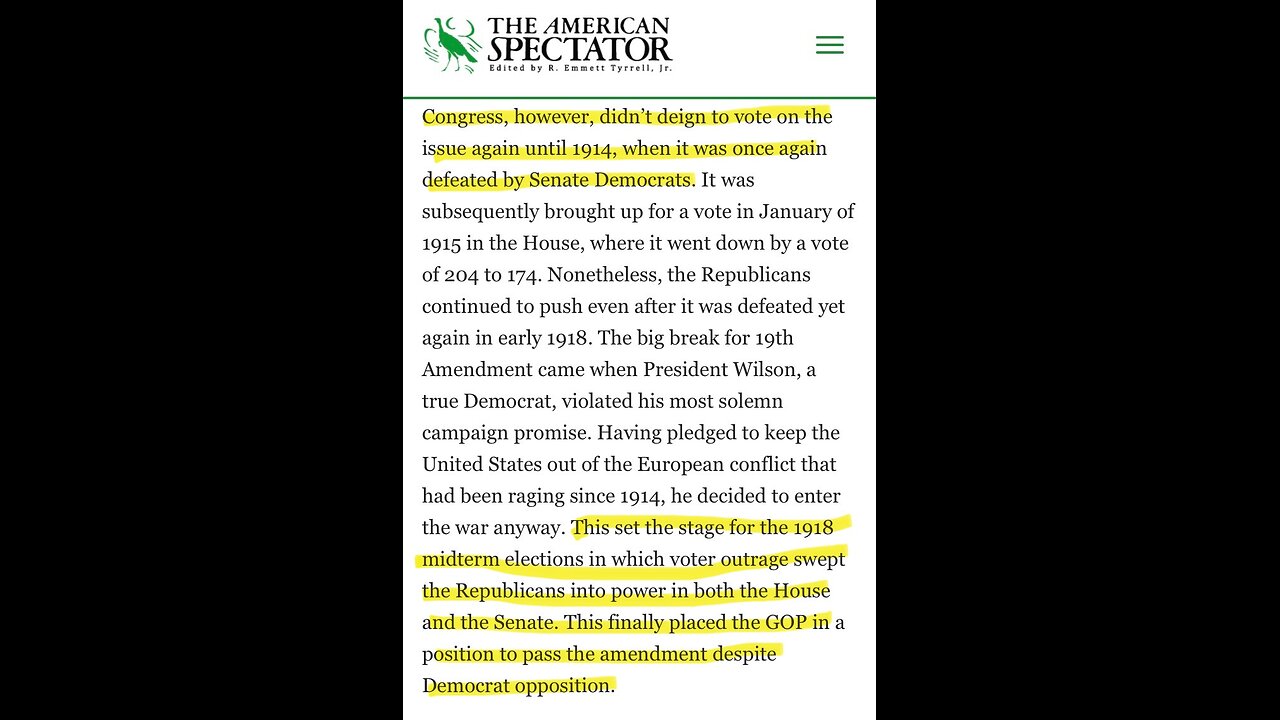 TOP 50 REASONS BLACKS SHOULD VOTE REPUBLICAN (#40) GOP FOUGHT DEMOCRATS TO GIVE WOMEN RIGHT TO VOTE