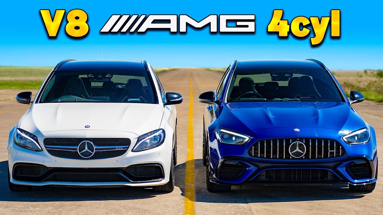 New C63 4cyl v old C63 V8: DRAG RACE