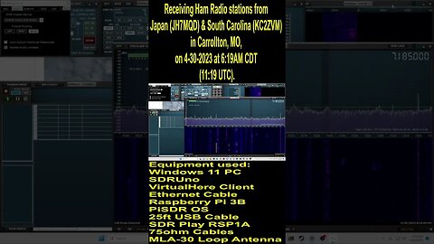 Receiving Ham Radio stations from Japan (JH7MQD) & South Carolina (KC2ZVM) in Carrollton, MO