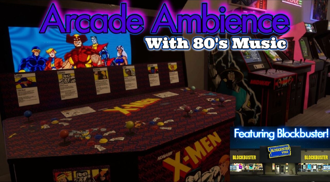 Authentic Arcade Atmosphere's With 80's Music - Featuring Blockbuster Video