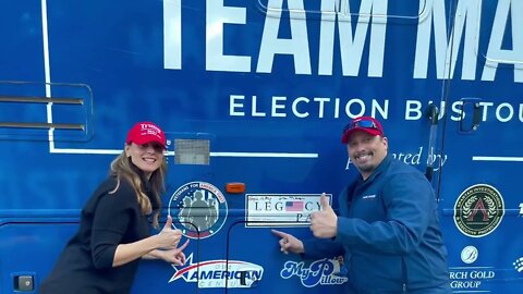 TRUMP BUS TOUR ROLLS IN - Team Trump shout out - Terry Namkung with Admiral Kubic VFAF -LEGACY PAC