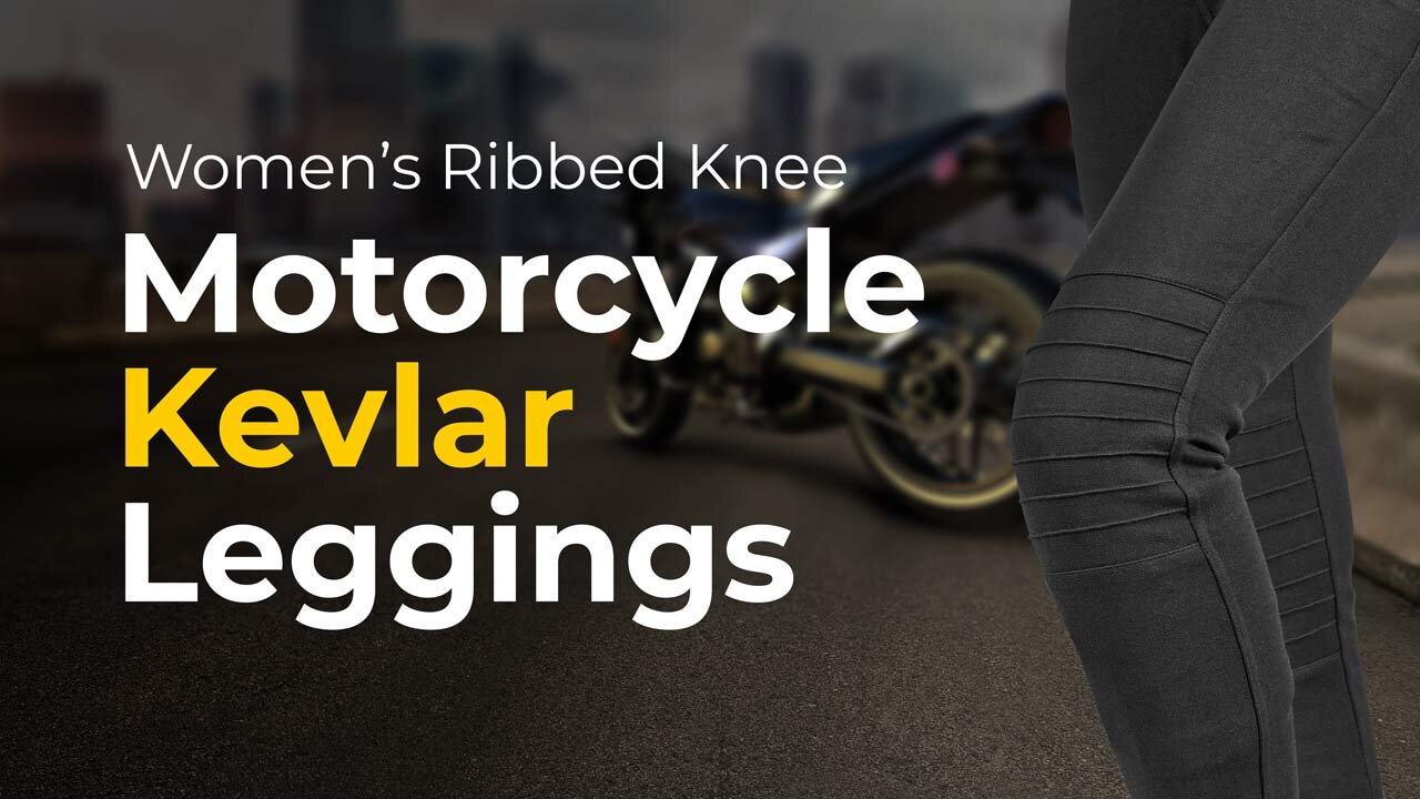 Women Ribbed Knee Kevlar Motorcycle Leggings