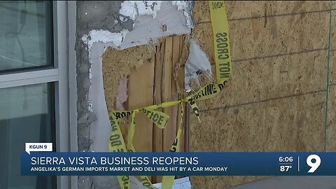 Customer drives through Angelika's German Imports Market & Deli storefront in SV