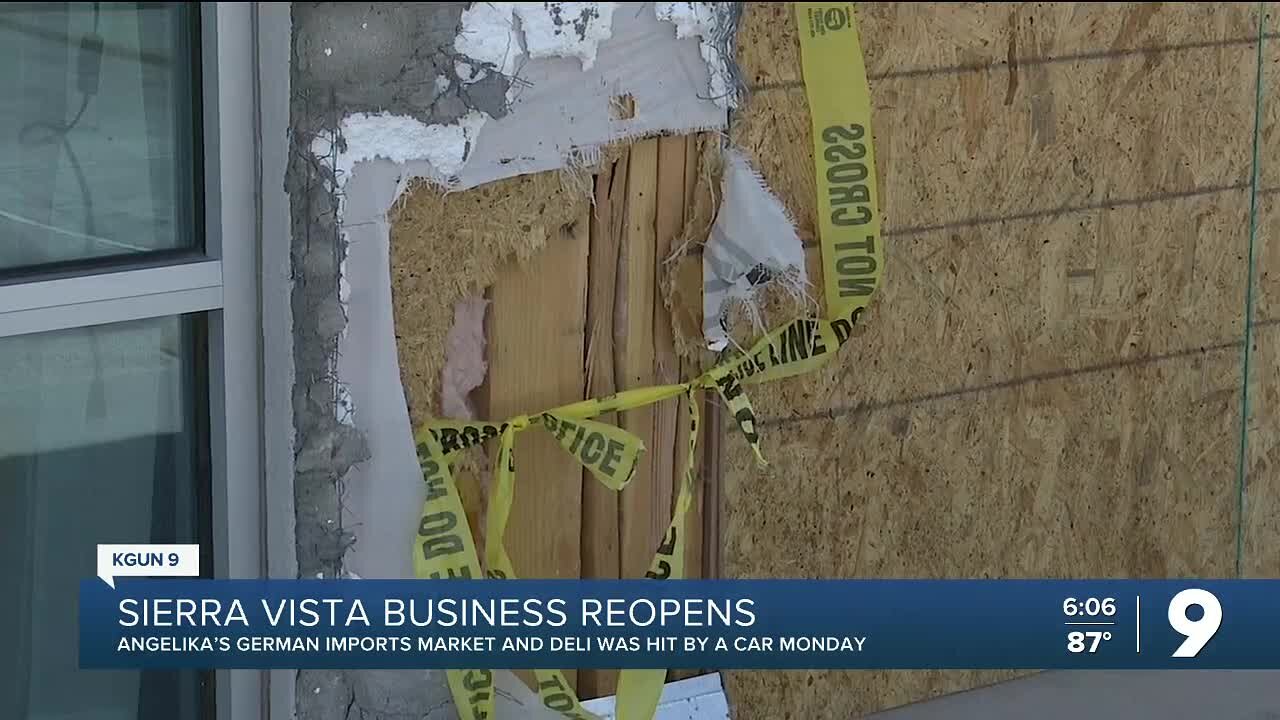 Customer drives through Angelika's German Imports Market & Deli storefront in SV