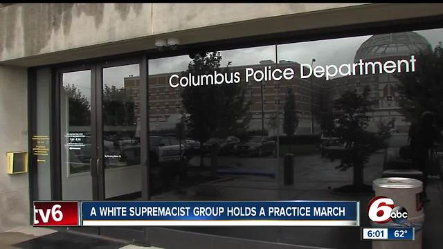 White supremacist group holds practice march in Columbus, Indiana