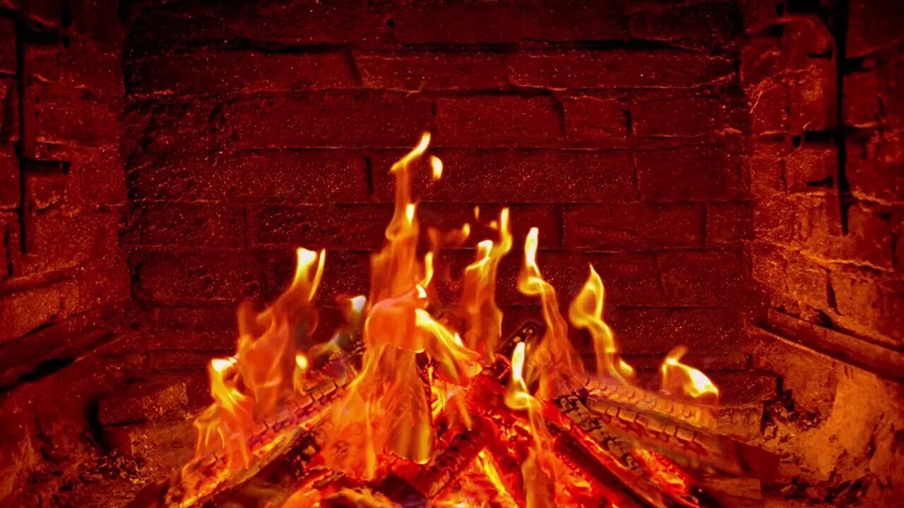 Fireplace Burning With Natural Sound Ambince