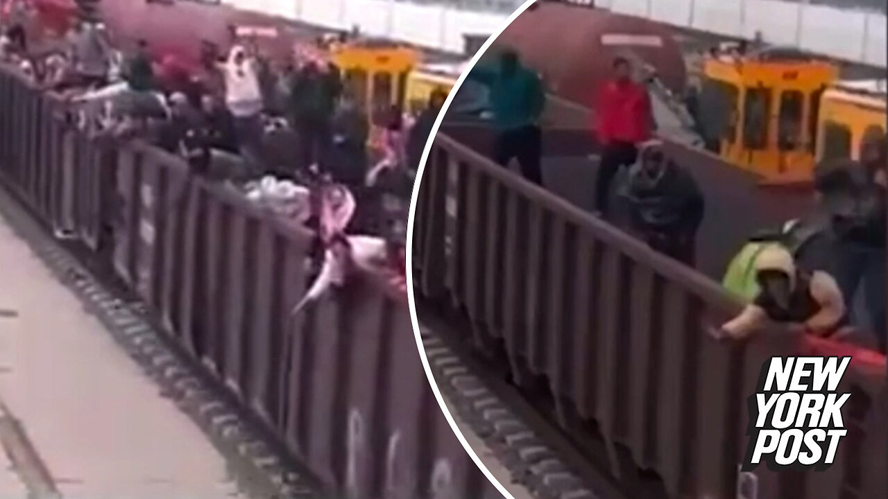 Migrants cheer as they pack into train heading to the US from Mexico: video