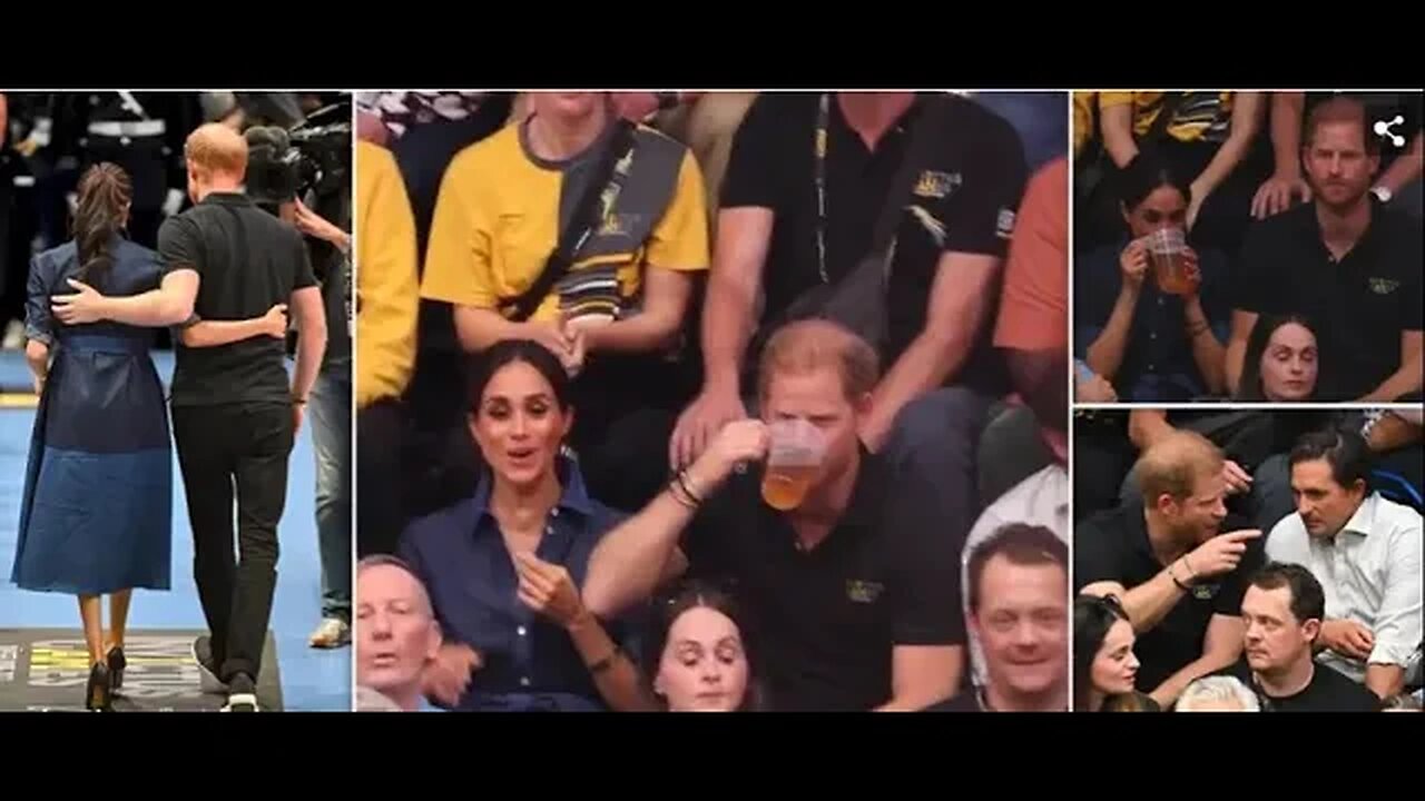 Harry's Prince drinks beer at the game