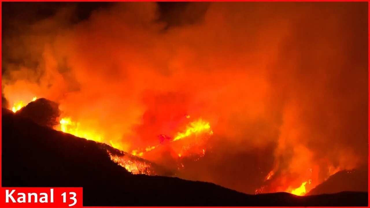 Fast-spreading fire breaks out southeast of Los Angeles