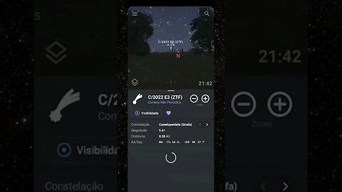 localizando o cometa no Stellarium em seu celular