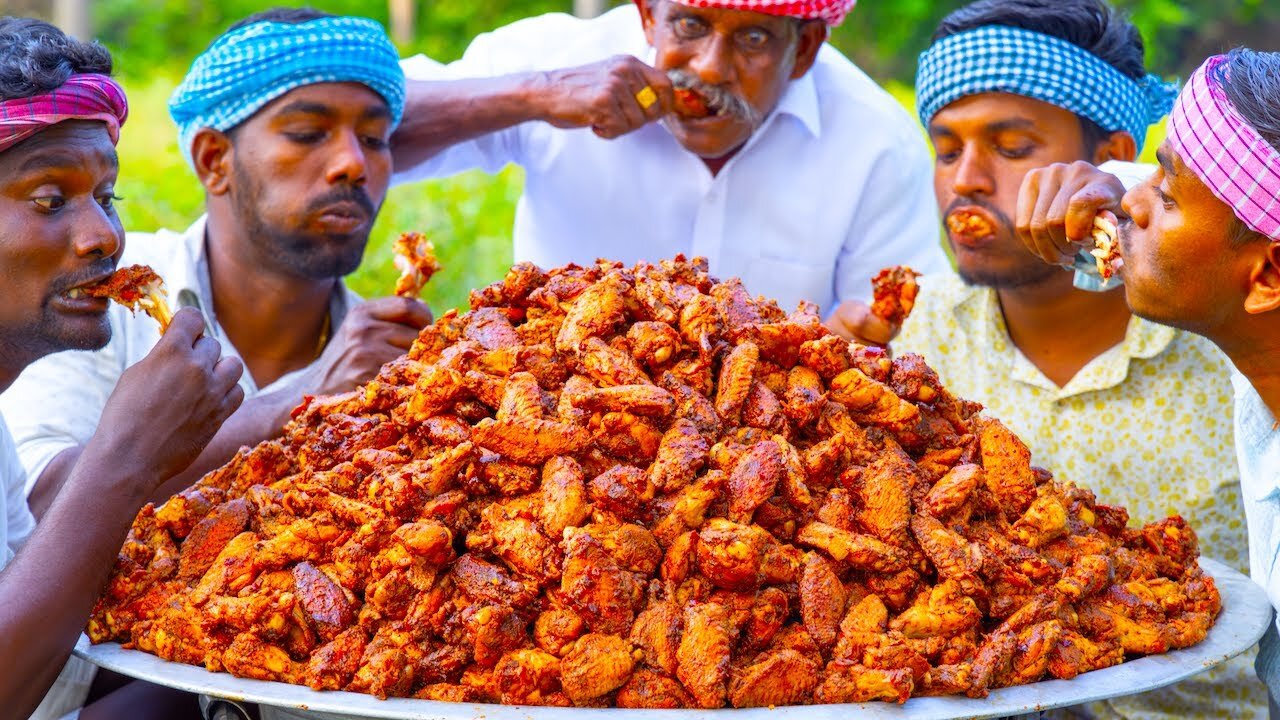 SPICY CHICKEN WINGS | Hot & Sweet Chicken Recipe Cooking In Village | Spicy Honey Chicken Wings Fry