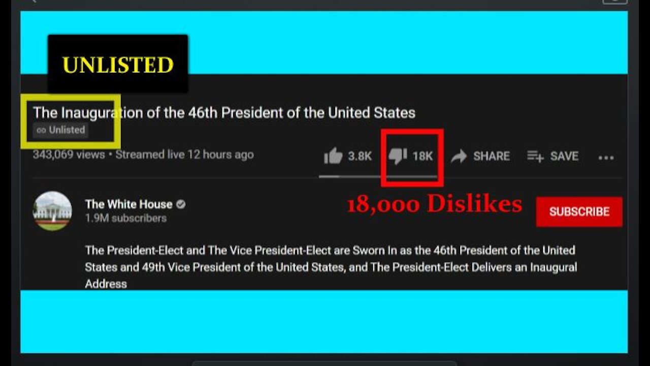 UNLISTED After Only 24 Hours: The White House Pulls Joe Biden's Inauguration Video - Bad Ratings