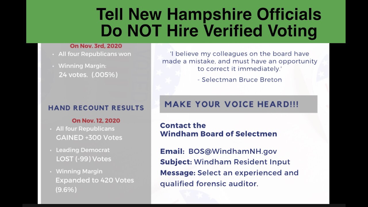 New Hampshire Must NOT Hire Verified Voting. Call to Action.