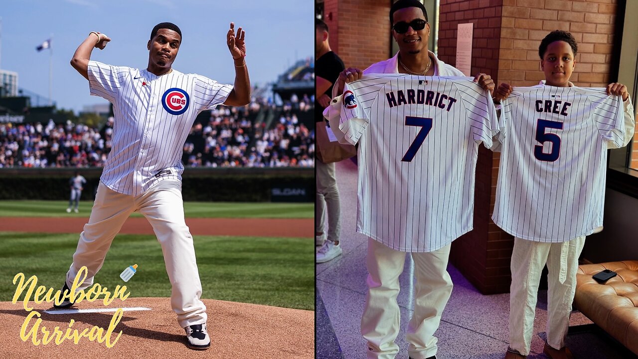 Cory Hardrict & Son Cree Attend Chicago Cubs Game Where He Throws Out The 1st Pitch! ⚾️