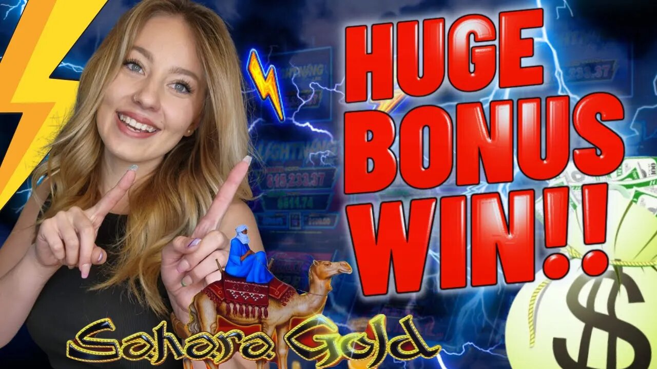 BETTER THAN A JACKPOT on SAHARA GOLD SLOT MACHINE! Huge Bonus Win