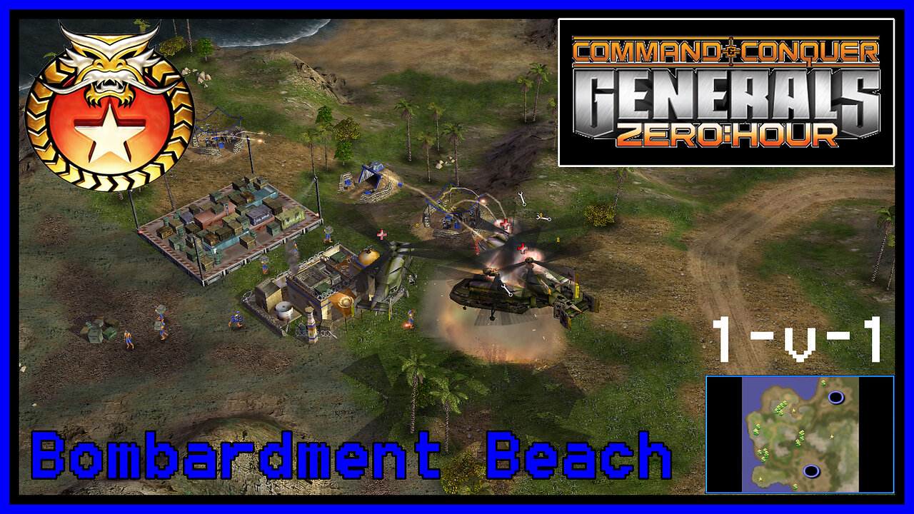 C&C Generals Zero Hour | Tank General | 1v1 | Bombardment Beach