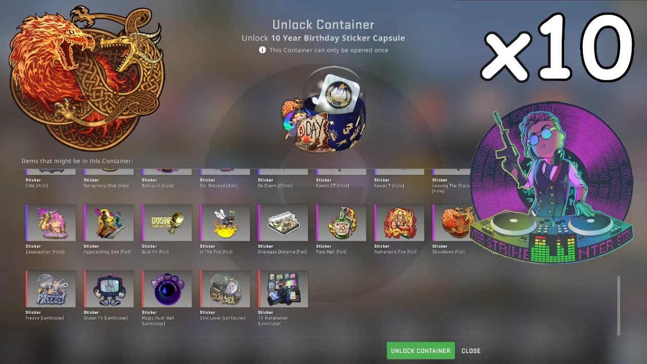 Opening the 10 Year Birthday Sticker Capsules!