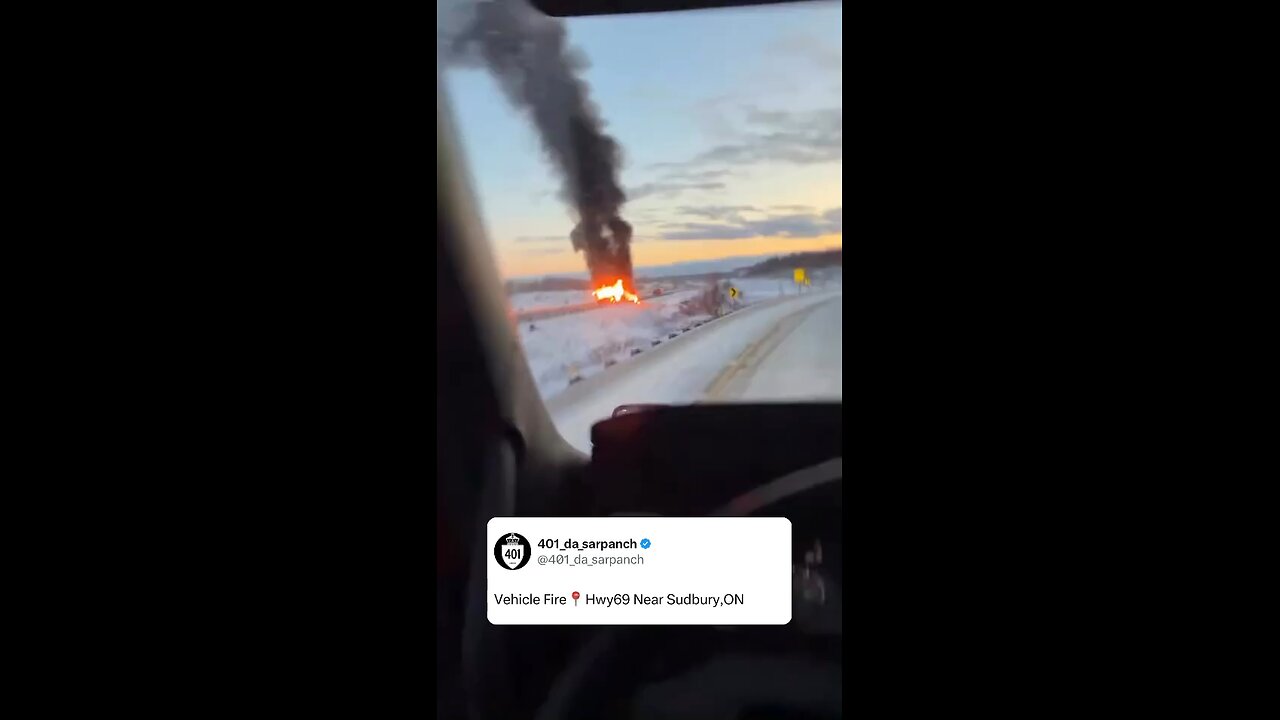 Vehicle Fire On Sudbury Ontario