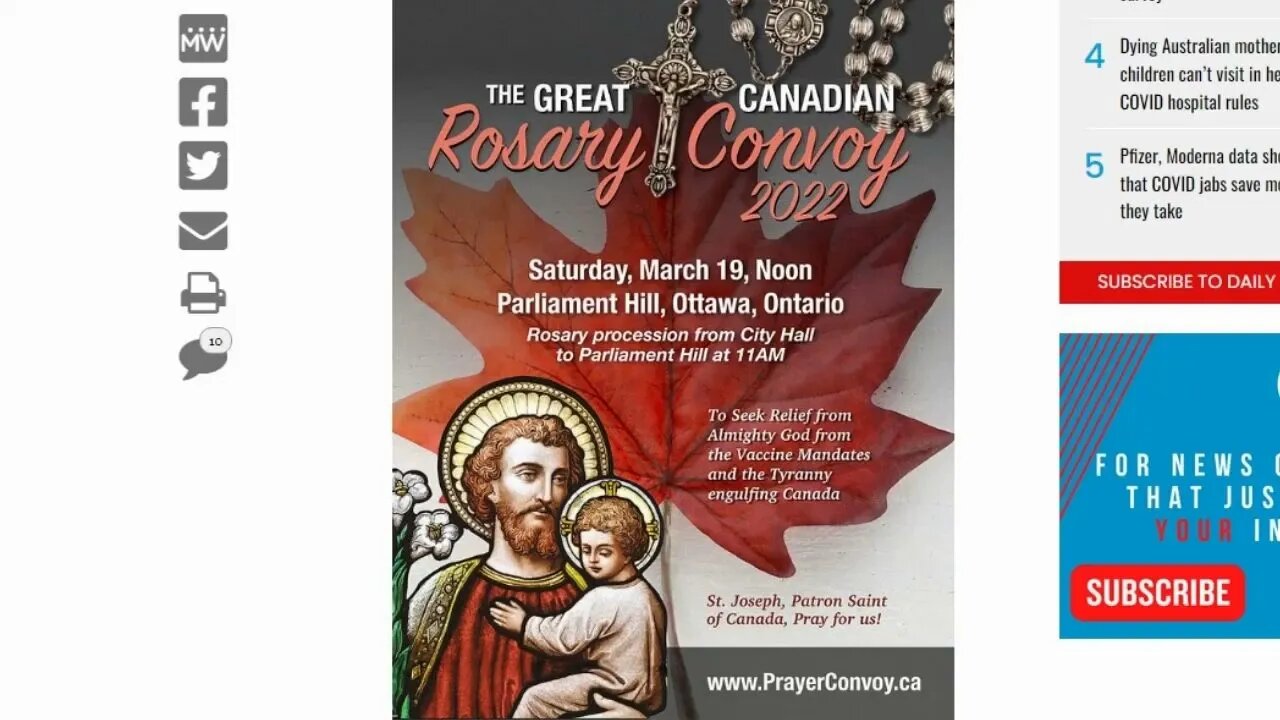 Ottawa Protest March 19th | "The Great Canadian Rosary Convoy 2022"