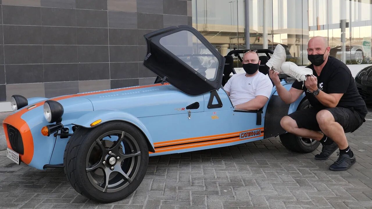 WE HAD TO REMOVE OUR SHOES TO DRIVE THIS CATERHAM 270R IN DUBAI