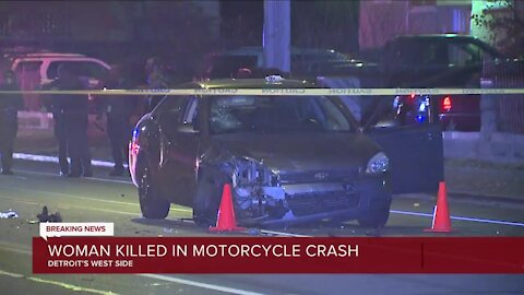 Woman killed in motorcycle crash on Detroit's west side