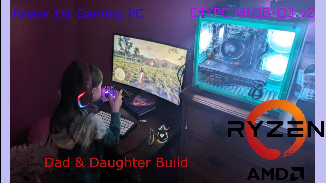 Dad & Daughter Build: Briar's 1st gaming PC. Featuring the DIYPC ARGB-Q3.v2 case.