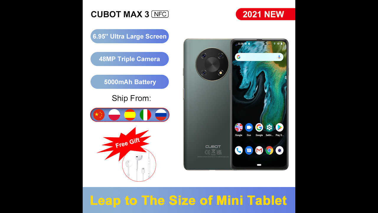 Cubot MAX 3 Smartphone, 6.95 '' Extra Large Screen, Mobile Phone, 48MP Triple Camera