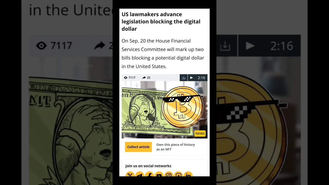 US Lawmakers Advance Legislation Blocking The Digital Dollar #shorts #cryptonews