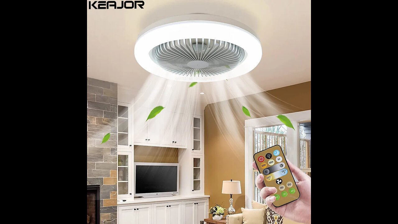 Ceiling Fans With Remote Control and Light 30W LED Lamp Fan