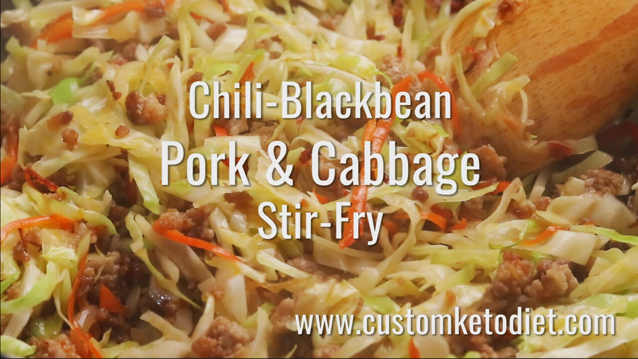 Keto Chili blackbean pork cabbage stir fry