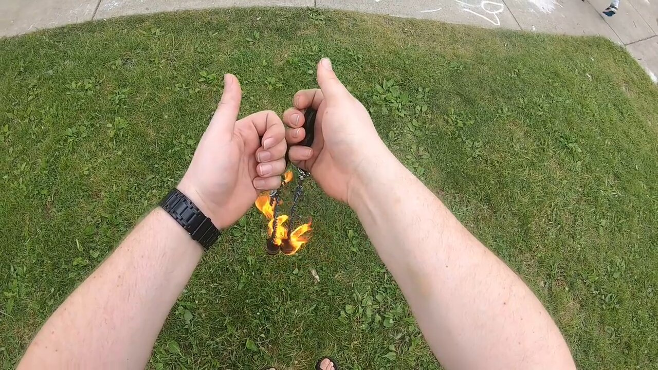 2019-06-15 - Fire Poi POV (World Juggling Day Picnic)