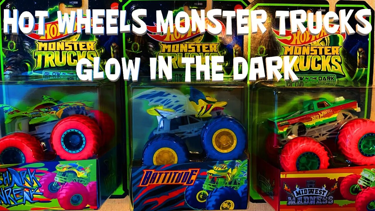 Hot Wheels Monster Trucks Glow In The Dark Trucks Unboxing