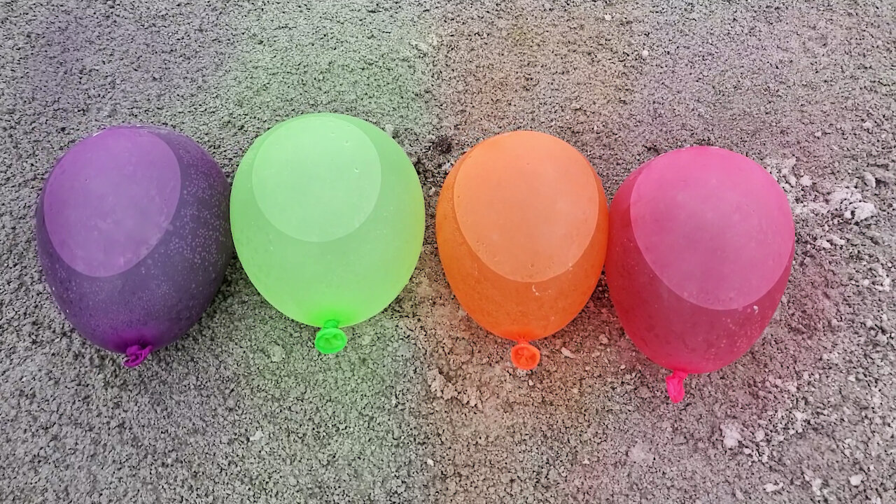 Explosion of colored balls in slow motion