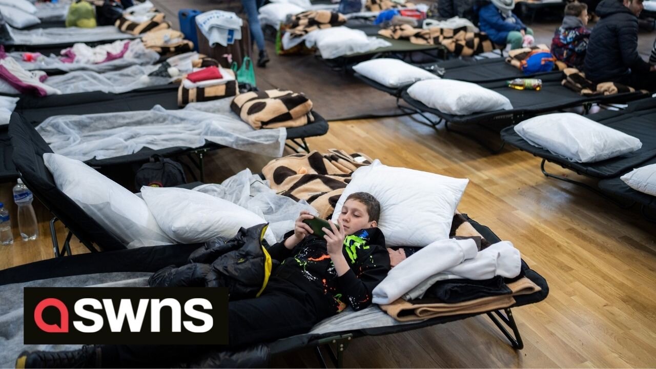 Refugees housed at school in Przemyśl, Poland after fleeing Ukraine