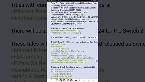 Nintendo 2024 lineup leaked and switch 2 games leaked