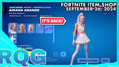 ARIANA GRANDE BUNDLE IS FINALLY BACK+SOME ICON EMOTES! FORTNITE ITEM SHOP (September 26, 2024)