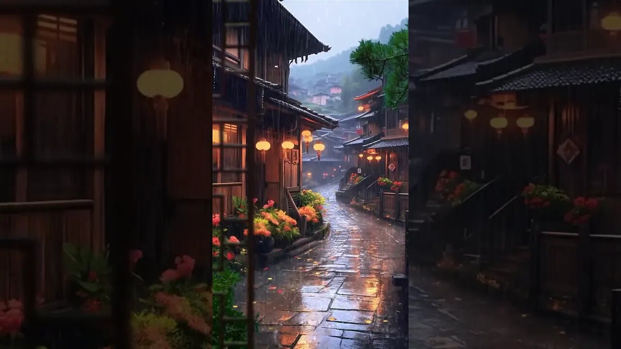 古城街道下雨声冥想安眠：治愈失眠，让你每晚拥有宁静进入深度睡眠的美梦，快速恢复体力与专注力#BGM#shorts #shortvideo #sleepmusic #rainsounds #sleep