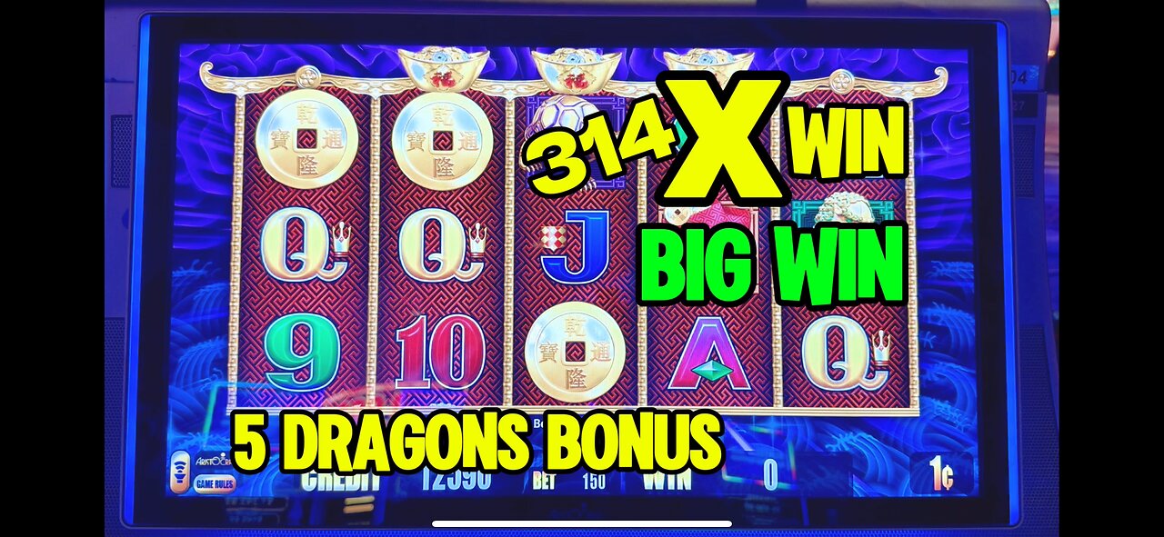 5 dragons Rapid slot machine Bonus!! Super Big WIN 🦜💰🍾