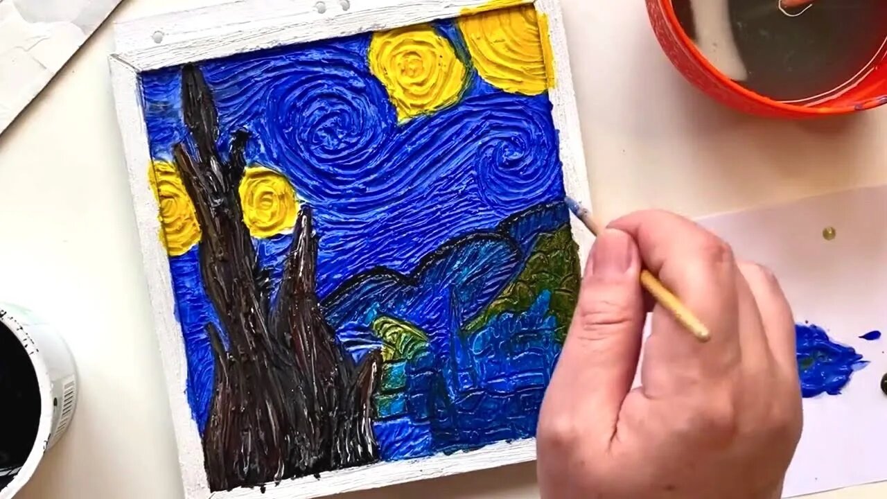 DIY 😍 Сardboard Notebook Idea | Starry Night Vincent Van Gogh