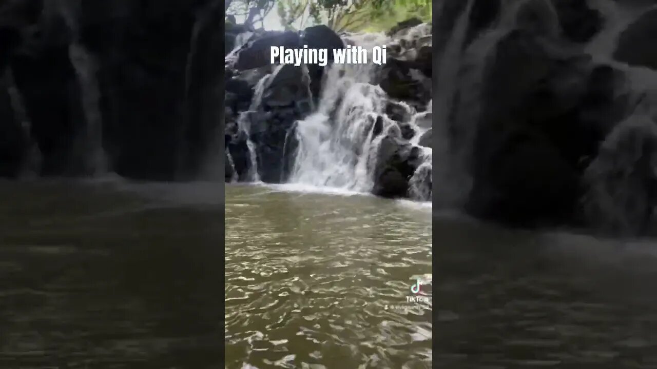 Playing with Qi at one of Mauritius’ most incredible waterfalls 💦 #thegreatawakeningworldwide