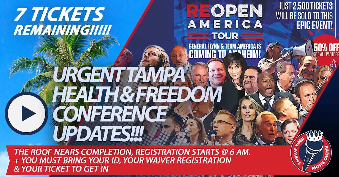 URGENT!!! Tampa Health & Freedom Conference Update | Roof Nears Completion, Doors Open At 6:00 AM