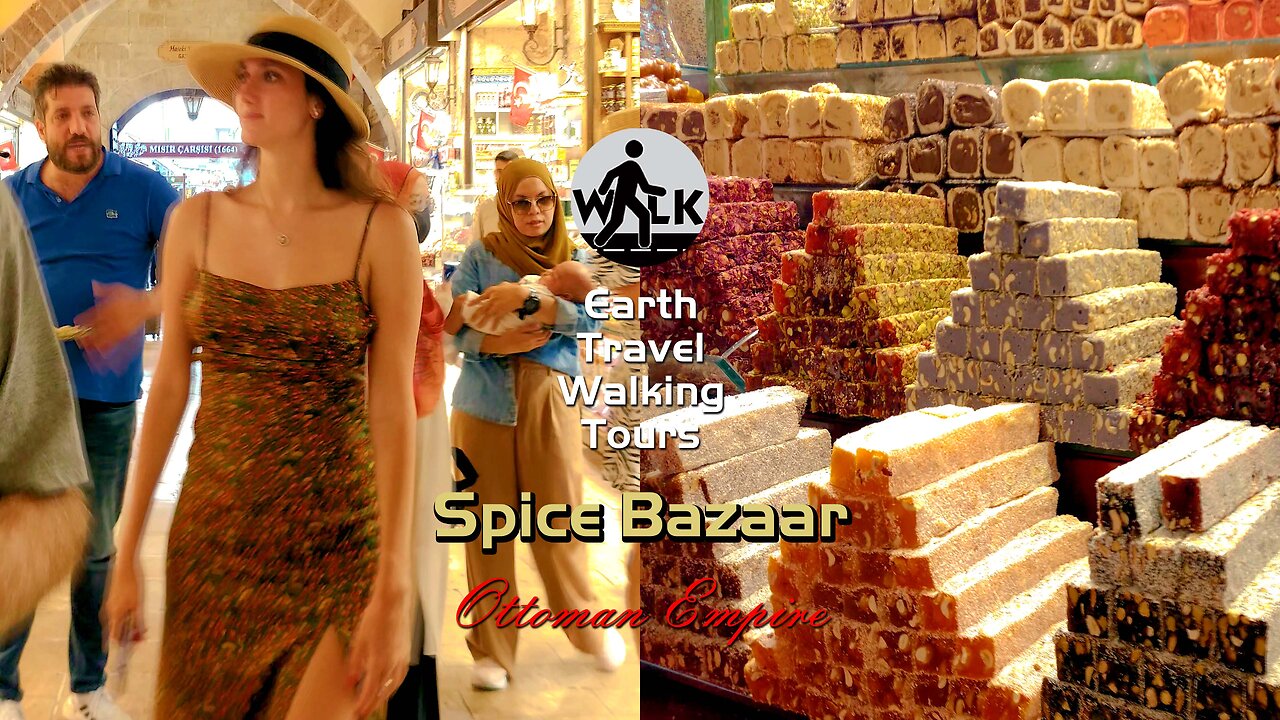 Spice Bazaar (Mısır Çarşısı / Egyptian Bazaar) Walking Tour in Istanbul, Turkey, Eminönü - 4K UHD